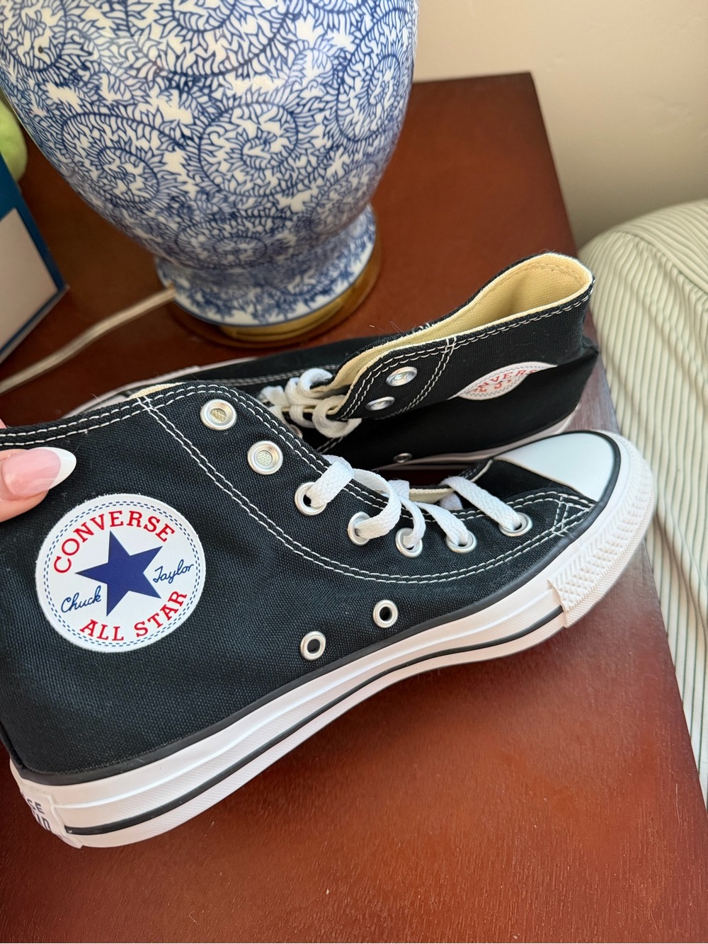 Converse Black Canvas High Top Sneakers with White Laces